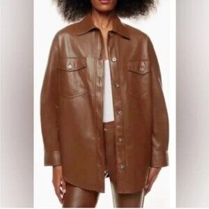Wilfred Ganna Vegan Leather Shirt Jacket Brown Smal